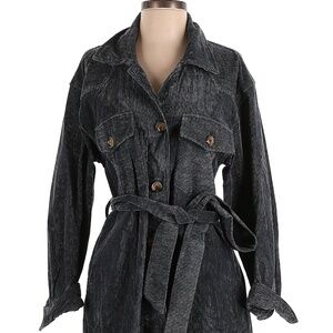 En Saison Jacket Trench Corduroy Style Belted Long Sleeve Top